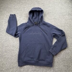 Alphalet Navy Blue Embroidered Logo Pullover Hoodie Fleece Sweatshirt M